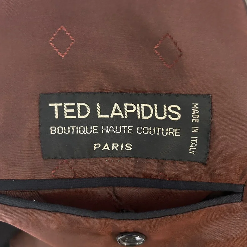Ted Lapidus Vintage Midnight Navy Blue Double Breasted Sports Coat Blazer  40R